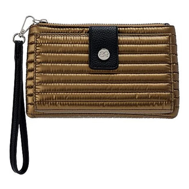 SAMANTHA BROWN Quilted Solids Copper/Black Wallet/Wristlet