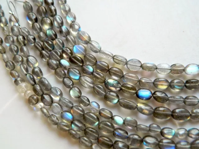 4-6mm Labradorite Uni Ovale Perles, Bleu Feu Pierres Précieuses, Flashy Perles