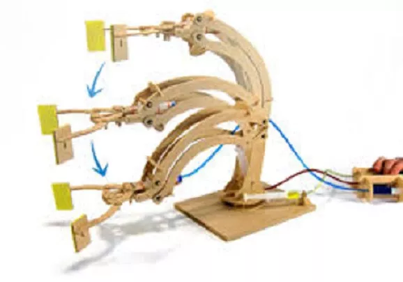 Hydraulic Robotic Arm: Pathfinders Wood Construction Model Kit Age 8 plus 2