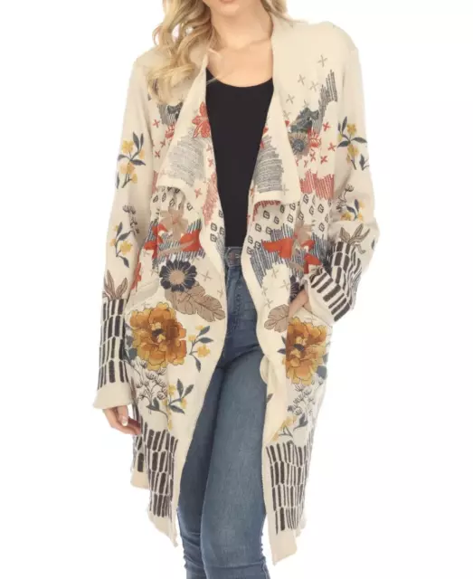 💕 $458 Johnny Was Sz Xs Sarina Embroidered Wrap Sweater Beautiful New Last One