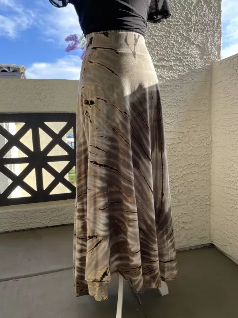 VINTAGE 90S GRUNGE Tryst Women Medium Tie Dye Maxi Skirt Brown Boho ...