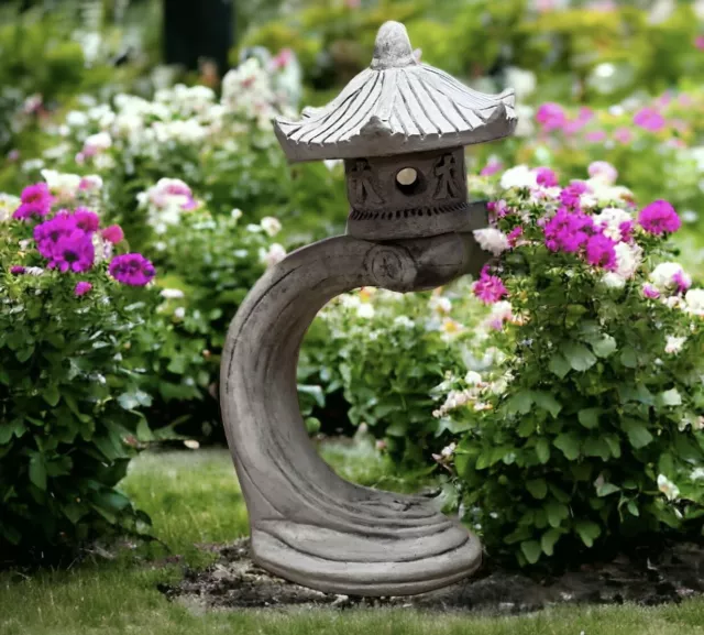 Japanese Pagoda Statue Concrete Lantern Garden Decor Outdoor Sculpture 28"