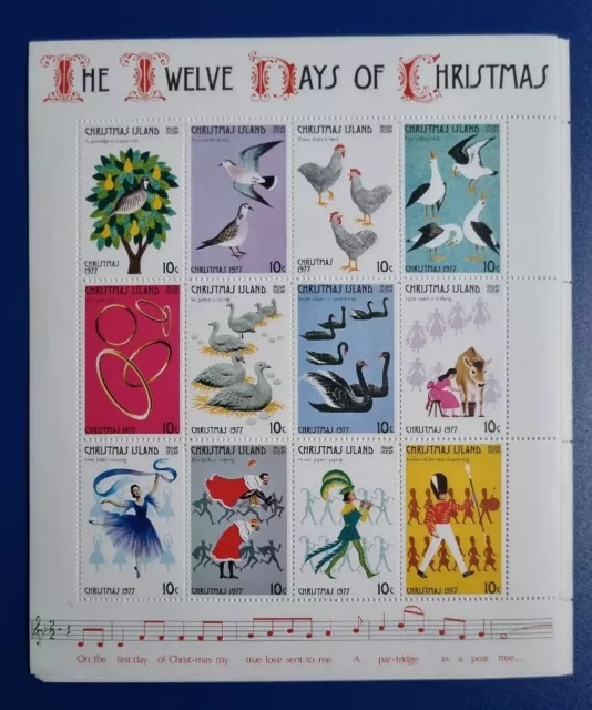 1977 Twelve Days of Christmas Mini Sheet (Christmas Island) - FREE Postage