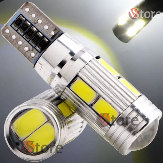 2 Lampade T10 LED HID Canbus 10SMD 5630 BIANCO Luci Posizione Auto Moto Lente