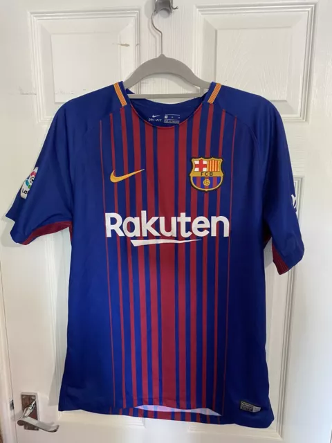 NIKE FC BARCELONA 2017/18 Home Football Shirt Jersey #8 A.Iniesta (M)