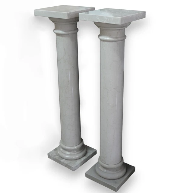 Coppia di Colonne in Marmo Bianco di Carrara Italian Design H 100cm