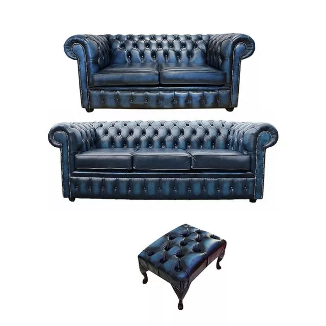 Sofagarnitur Chesterfield Leder Sitz 3+2 Polster Couch Set Garnitur Neu 201854