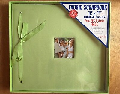NEW Lime Green Fabric Scrapbook Album 12" x 12" Markings by C.R. Gibson