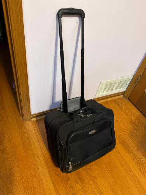 Samsonite Wheel Rolling Carry-On Black Briefcase Luggage Bag Case ~ 16 x 12 x 10