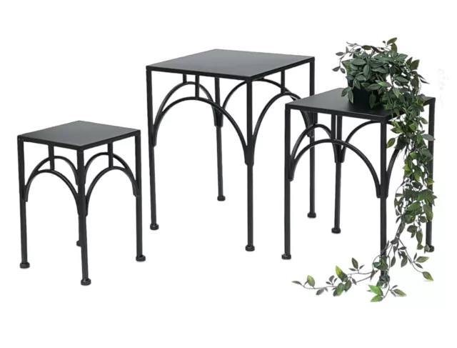 Blumenhocker Metall Schwarz Eckig 38 - 28 cm Blumenständer 96449 Blumensäule