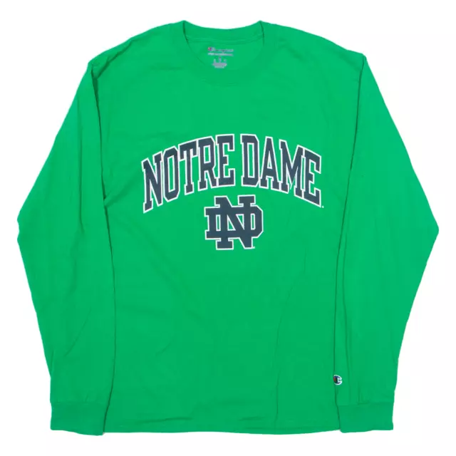 CHAMPION Notre Dame Fighting Irish USA T-Shirt Green Long Sleeve Mens M