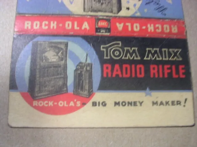 1937 Rock-Ola Mfg Co Chicago IL Tom Mix Radio Rifle Royal Flash Billboard MatCvr
