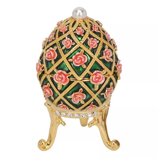 Metal Trinket Box Egg Shaped Flower Relief Vintage Jewelry Storage Box Case AU