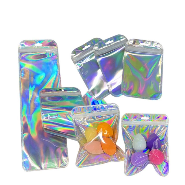 IRIDESCENT RESEALABLE ZIP lock Pouches Packaging Bag Self Sealing Bag ...