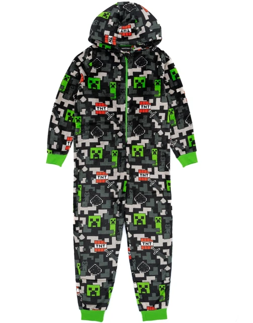 Minecraft tu la onesie bambini ragazzi rampicanti tnt grigio tutto in un pigiama