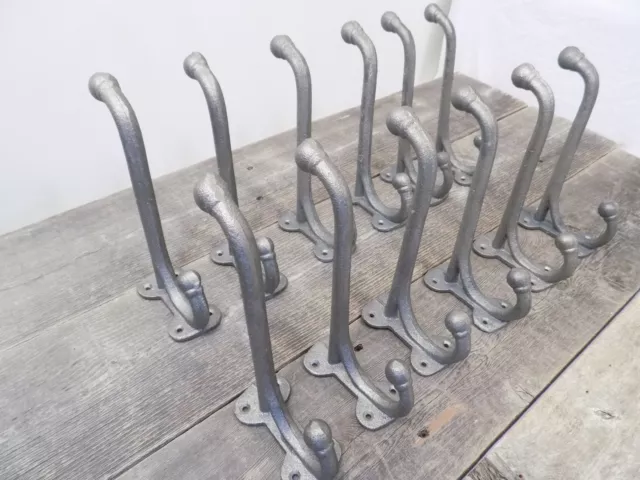 12 Large Harness Hooks Rack Coat Hat Wall Cast Iron Barn Heavy Duty 7 1/2" Long