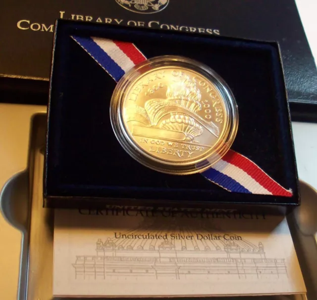 2000 P Only 53K Library Of Congress Bicentn Silver Dollar Commemorative Coin Lot