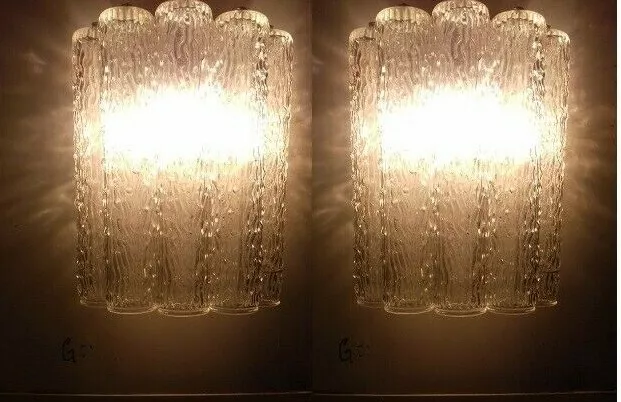 Bellissima coppia Applique tubi corteccia Venini style anni 60 Pair sconces 60's