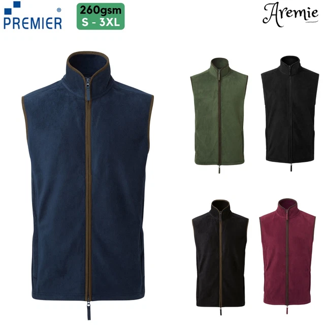 Gilet Premier da uomo scaldacorpo in pile senza maniche | Gilet vita collo cerniera semplice