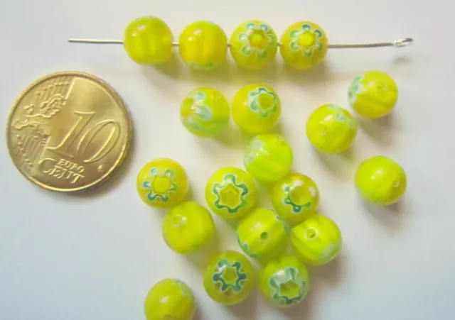 Perlas bola cristal milflores 8 mm X 20 UNIDADES gama amarillo abalorios