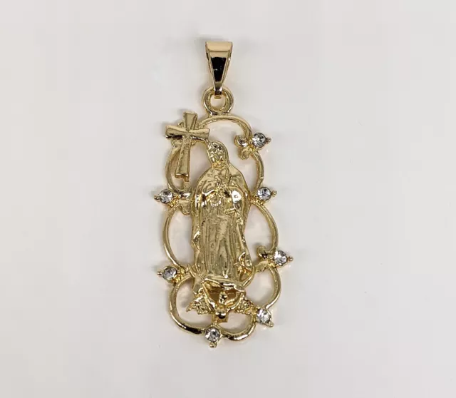 Gold Plated My Lady Virgin Mary Pendant Oro Laminado Virgen de Guadalupe Medalla