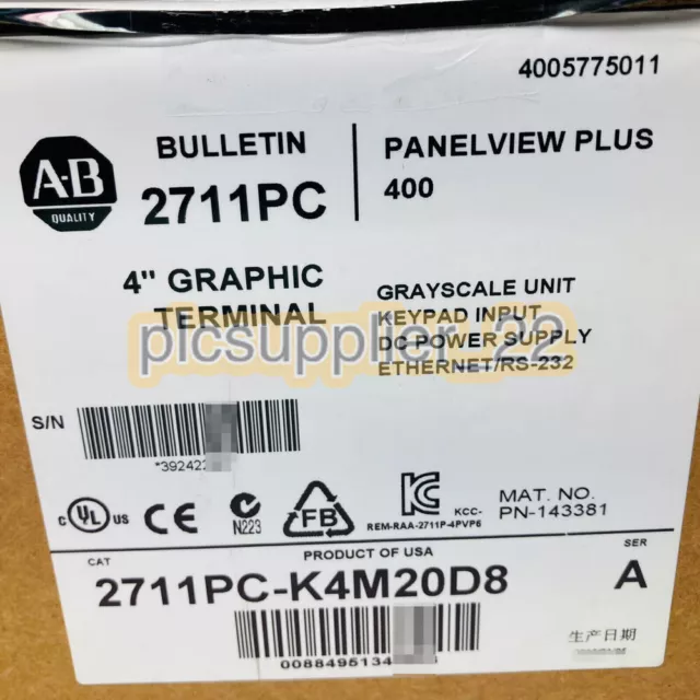 BRAND New 2711PC-K4M20D8 AB PanelView Plus 400 Grayscale 4" Graphic Terminal