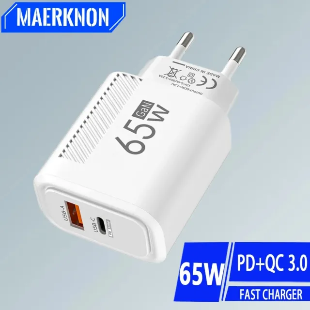 Chargeur mural USB Type C, Charge rapide 65W, Adaptateur, téléphone et tablette