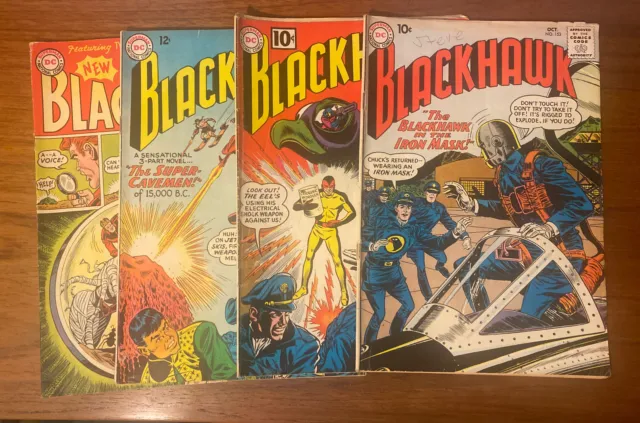 Lot of 4 Blackhawk DC Comic Books, Silver Age