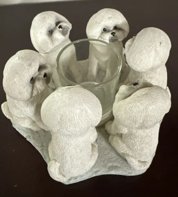 Candle Holder Bichon Frise Circle By Continental Creations Inc. 2002 6” X 3.5”