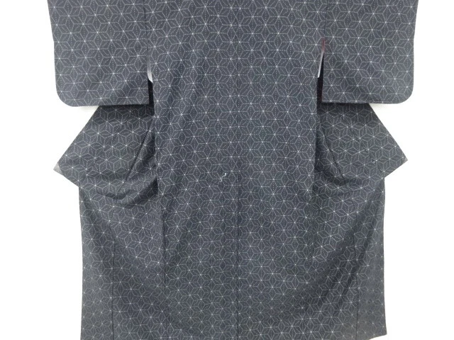 6570767: Japanese Kimono / Antique Kimono / Tsumugi / Woven Asanoha