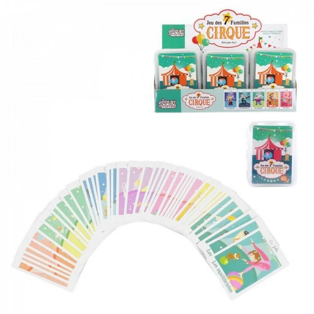 Jeu de 7 Familles Familial Thème Cirque Jeux de Cartes de Société 42 Cartes