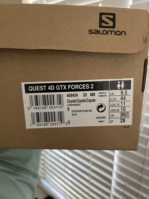 10M SALOMON Quest 4D GTX Forces 2 Coyote Gore-tex Boots New