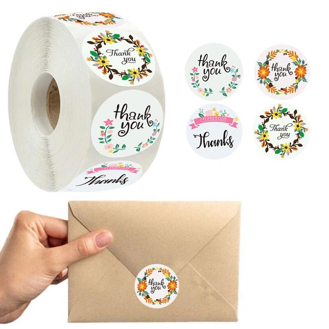 500X Thank You Floral Adhesive Stickers Wedding Baking DIY Gift Envelope Se'LN