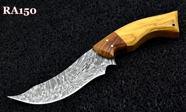 10" New Arrivel Custom Handmade Damascus Steel Hunting Skinner Knife Olive Wood.