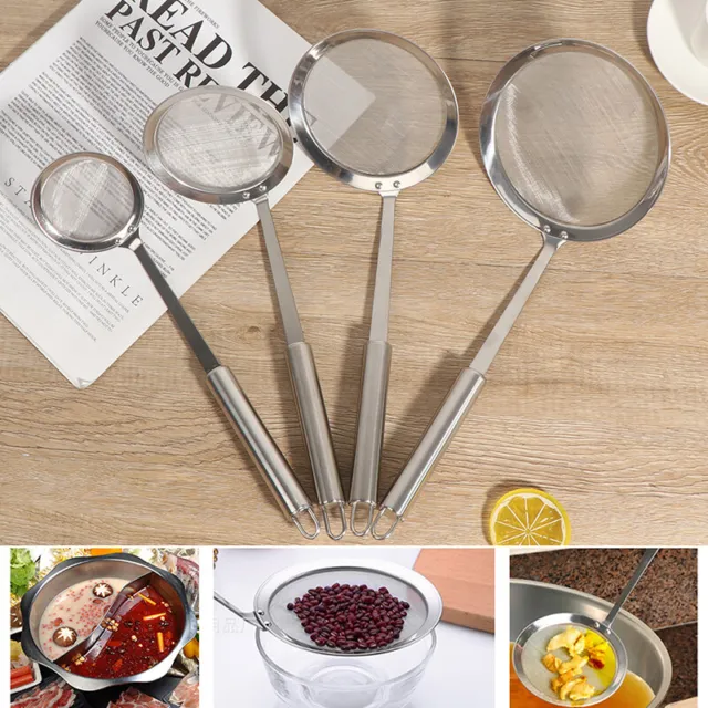Kitchen Oil Filter Spoon Stainless Steel Colander Filter Mesh Pot SpoonS-wf