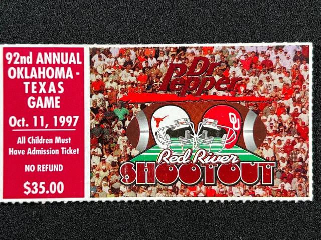 1997 Oklahoma Sooners Texas Longhorns Ticket Stub Cotton Bowl Red River Shootout
