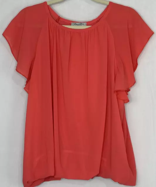 Elena Baldi Ruffle Short Sleeve Top Italy Size Large