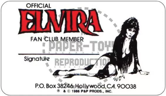 Elvira Fan Club Membership Card - Reprint