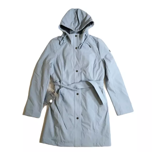 CALVIN KLEIN HOODED Stretch Raincoat Womens Small Navy Blue Water