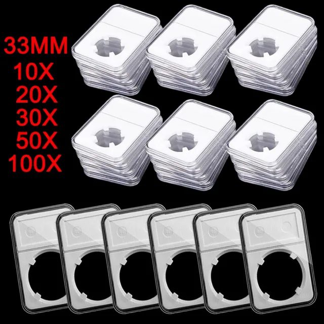 10-100Pcs 33mm Coin Slab Display Holders Storage Box Case Stand USA Stock