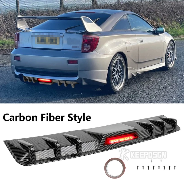 FOR TOYOTA CELICA Carbon Rear Diffuser Bumper Spoiler Lip Splitter LED ...