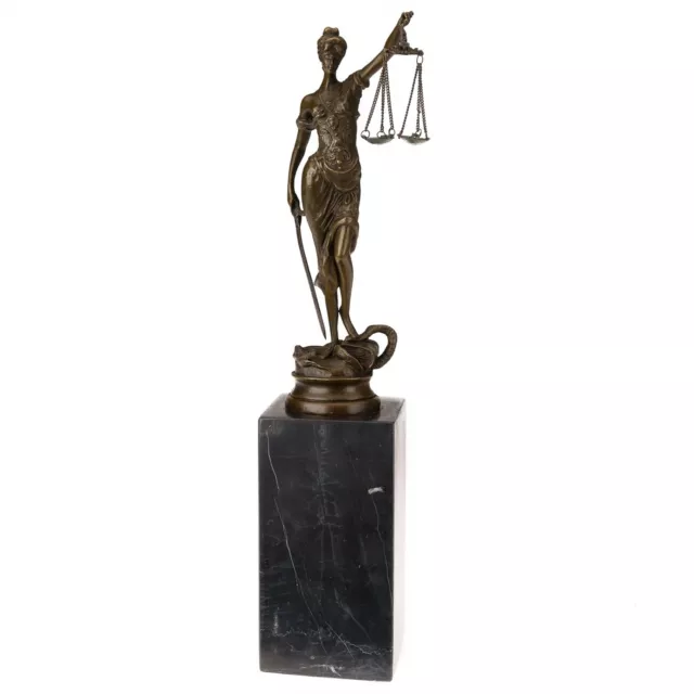 Bronze sculpture Lady Justice justitia figure antique style statue - 34cm