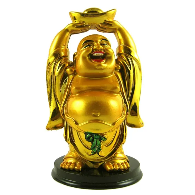 Traditional Laughing Buddha For Health,Wealth.Money & Good Luck Clr Gold Decor