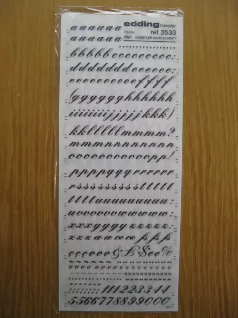 1 x Edding Unterkoffer & Nummer KUNSTLER SCHR. Schrift 7,5 mm 28pt Transfer Ref. 3533