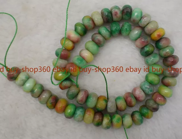 Natural 6x10mm Faceted Multi-Color Jade Rondelle Gemstone Loose Beads 15"
