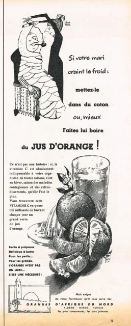 PUBLICITE ADVERTISING 114  1957  ORANGES D'AFRIQUE DU NORD  par CLAUDE V