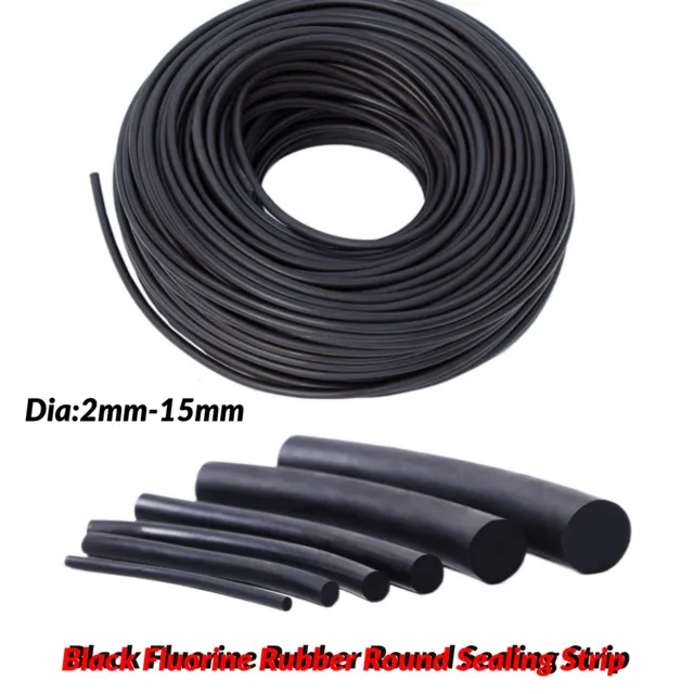 Solid Fluorine Rubber Cord Black O Ring Anti Oil Seal Gasket Dia 2mm 3 4 5~15mm