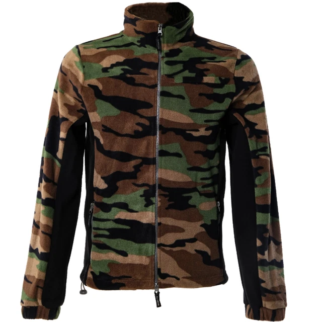 Felpa pile aperta con zip mimetica militare uomo caccia pesca giacca giubbotto