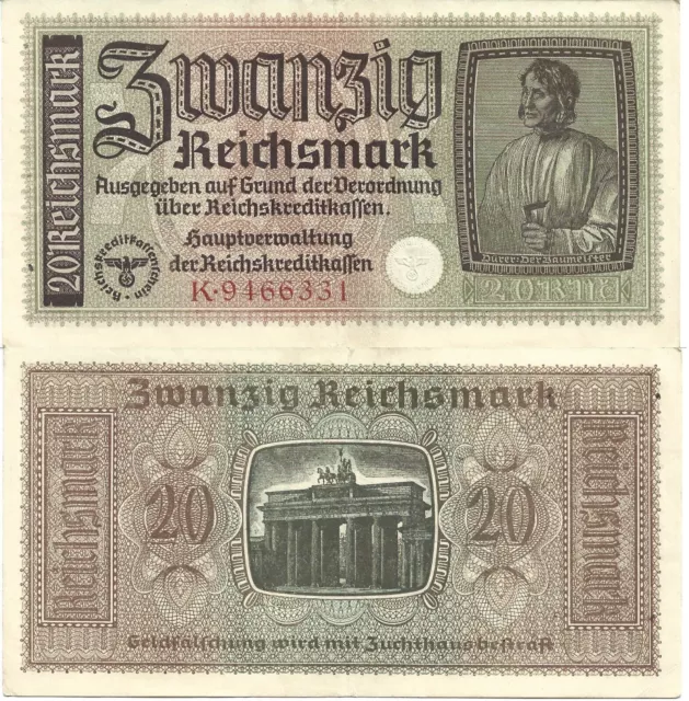 Occupation ALLEMAGNE 20 Marks Reichsmark (1940-1945) Pick# R139 TTB à SUP