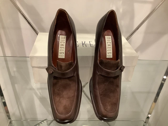 Scarpe vintage di design Nickels, pelle e pelle scamosciata, taglia 6 UK, taglia 8 W US, marroni
